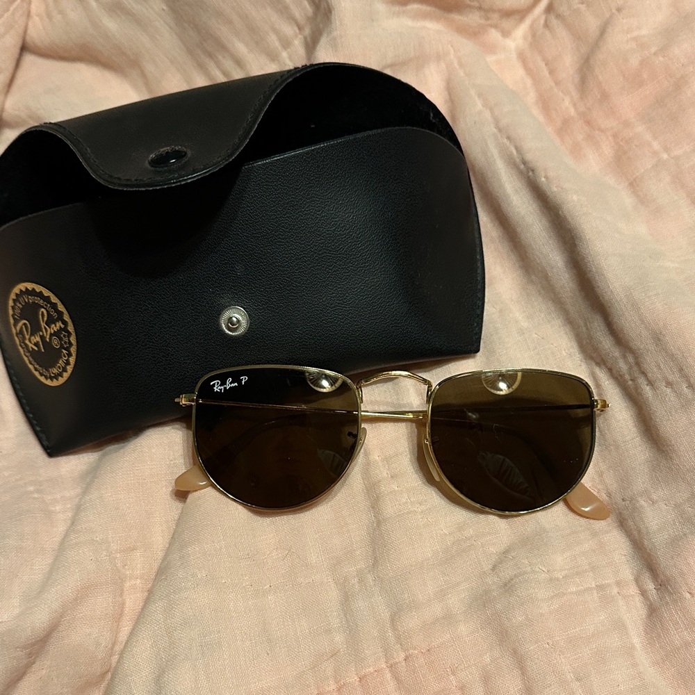 Ray-Ban Gold Frame Sunglasses with Brown Lenses